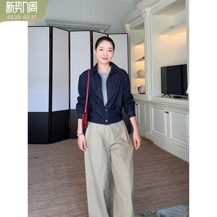 外套秋季 棉质简约圆领牛仔衬衫 售完不补 上衣休闲直 年终清仓