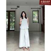 年终清仓 售完不补 棉天丝气质简约褶皱显瘦无袖 上衣夏季 宽松
