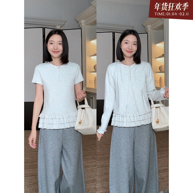 【年终清仓 售完不补】 棉甜甜正肩袖荷叶边短袖t恤设计感上衣基,女装/女士精品,时尚套装,淘宝优惠券,粉丝福利购,淘宝优惠卷