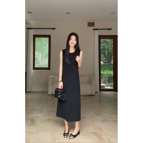 郭九九呢气质赫本风小黑裙女夏