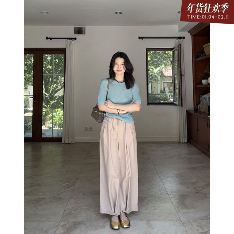 郭九九呢 天丝亚麻简约显瘦百搭短袖针织衫夏季百搭休闲阔腿裤,女装/女士精品,时尚套装,淘宝优惠券,粉丝福利购,淘宝优惠卷