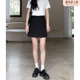 休闲百搭裙子ins潮 黑色高腰显瘦A字短裙半身裙新款 郭九九呢