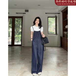 t恤夏季 基础百搭短袖 上衣 天丝棉休闲简约吊带牛仔背带裤 郭九九呢