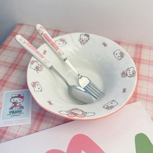 卡卡比 新款粉色kt螺蛳粉碗陶瓷可爱家用创意草帽碗面碗耐高温