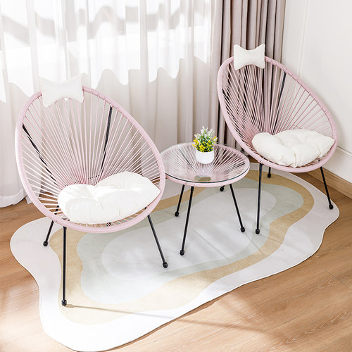 阳台休闲桌椅三件套藤编