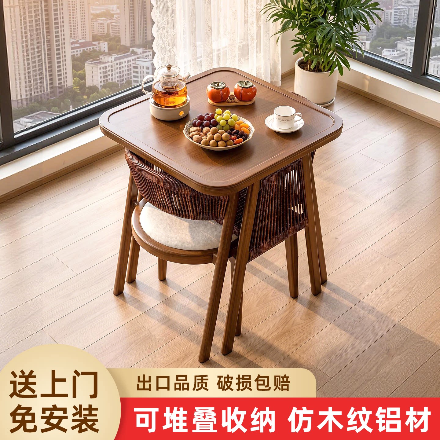 阳台小桌椅家用藤编椅三件套休闲看书喝茶桌椅组合小户型一桌两椅