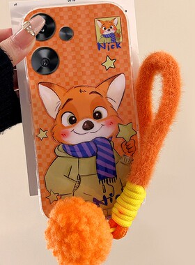 疯狂动物城适用小米红米note15pro+手机壳noto14朱迪13尼克12turbo带11tpro毛绒10挂绳9por十redmi挂件卡通女