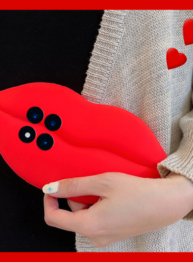 创意红色嘴唇适用小米红米note15pro+手机壳noto14立体13por个性12turbo带11tpro挂绳10简约9小众十redmi硅胶