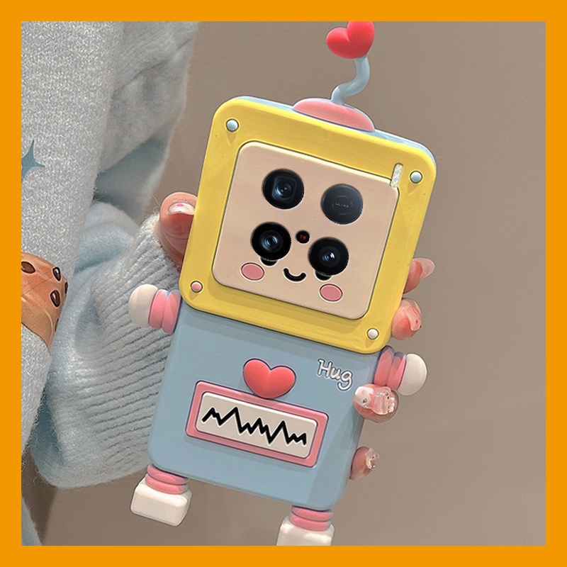 手机壳硅胶卡通呆萌爱心心电图机器人