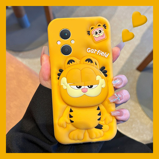 适用oppoa5手机壳a5pro卡通a97立体a3活力版a93s加菲猫a91支架a56带挂绳a72挂链a58可爱a11x趣味a2硅胶oppo软