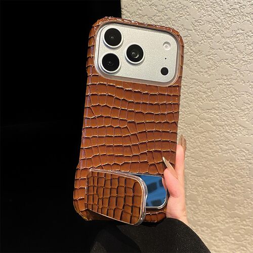 棕色格子鳄鱼纹适用谷歌pixel10a手机壳pixe9proxl夏天pixel8por镜面9a支架镜子7仿皮10por皮纹Google硅胶女p