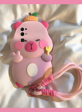 适用华为荣耀v30pro手机壳畅玩30plus卡通麦芒40橘子x20se水豚10i卡皮9x巴拉8a带x30i挂链十honor挂绳情侣女p