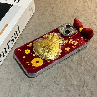 2026毛绒蝴蝶结福袋适用vivoiqooz10turbopro手机壳iqooz10x秋冬z9turbo 红色z8新年z7马年z5立体u3十vivo女p