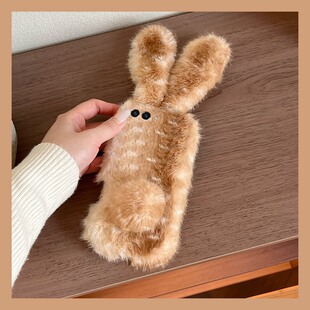 撞色毛绒兔子耳朵适用三星zflip7fe手机壳zflip6秋冬zfold5拼色zfold4折叠屏毛茸茸3卡通2立体w25w24冬天w22