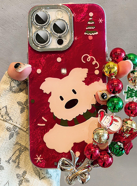 圣诞小狗适用oppofindx9plus手机壳k13turbopro卡通k3s红色k12x喜庆findx8s+带x7ultra挂链x6圣诞节k11十0pp0
