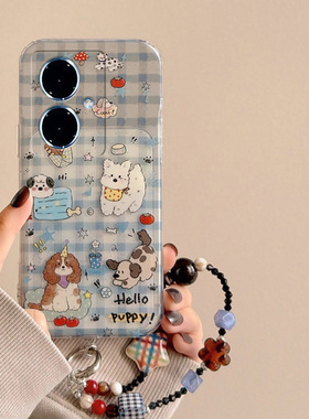 西高地小狗适用vivoy500pro手机壳y50m卡通y300gt蓝色y200t格纹y100i狗狗y77e带y78+挂链y93s硅胶十vivo软壳p
