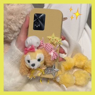 毛绒饼饼适用oppoa5pro手机壳a2x仿皮a1皮纹a11x卡通a9秋冬a32带a72挂链a58毛茸茸a97冬天a93a96a56挂绳a92s