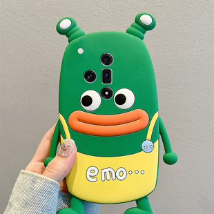 呆萌背带裤青蛙适用oppok13s手机壳k13turbopro卡通k12plus可爱k11x立体findx8s+趣味x7ultra搞怪k10十oppo女