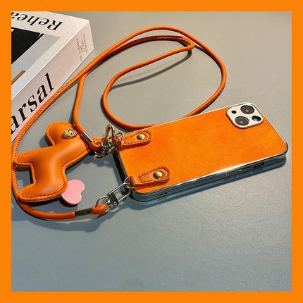橙色牛仔纹适用opporeno15手机壳reno14pro卡通reon13立体12小马11挂件10por+斜挎9挂绳8简约7se纯色6十oppo