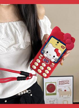 红色kt猫电话机适用oppor15x手机壳r17pro卡通r15可爱r11splus凯蒂猫r9splus大哥大r11立体k1硅胶r9s软壳oppo