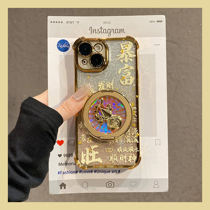 闪粉旋转葫芦支架适用opporeno15手机壳reno14pro新年reon13暴富12发财11por马年10立体9四角8防摔7女6套oppo