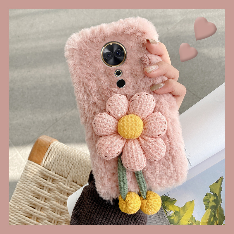 手机壳秋冬毛绒ins风立体毛茸茸向日葵花朵