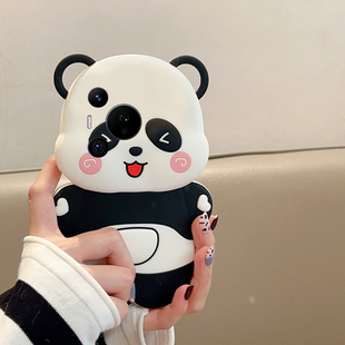 适用华为pura80手机壳p70ultra卡通pure70art立体p60耳朵p50e熊猫p40pro 可爱p30表情p20超萌p10十趣味硅胶套