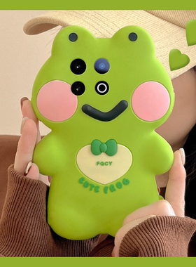 绿色蝴蝶结青蛙适用vivoiqoo13pro手机壳iqoo12卡通iqoo11s可爱iqoo10立体9创意8por个性7趣味5硅胶3软壳vivo