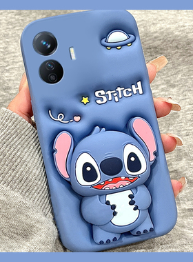 适用vivoy300gt手机壳y300pro+卡通y200i立体100史迪仔y97支架y95带挂件u1挂绳y67可爱y76s呆萌十vivo蓝色软p