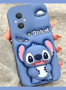 适用oppoa5手机壳a5pro卡通a97立体a3活力版a93s史迪仔a91支架a56带挂件a72挂绳a58可爱a11x呆萌a2蓝色oppo软