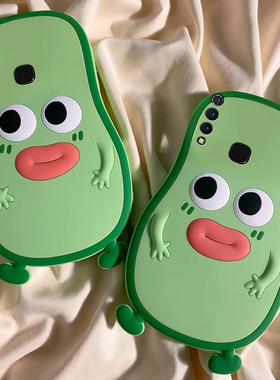 适用vivou3手机壳y5s卡通y9s立体y3绿色u3x牛油果z5可爱y7s趣味z6呆萌z5x表情z3i硅胶nex3s软壳vivo手机套女
