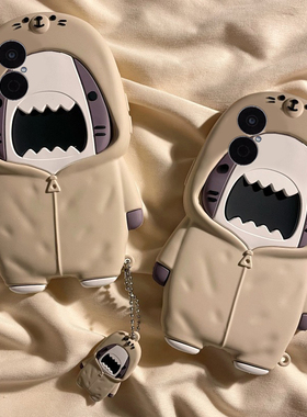 适用华为畅享80手机壳60pro卡通50立体70z畅想z鲨鱼10带挂件20plus搞怪9s趣味10e个性麦芒8创意9硅胶软壳女生