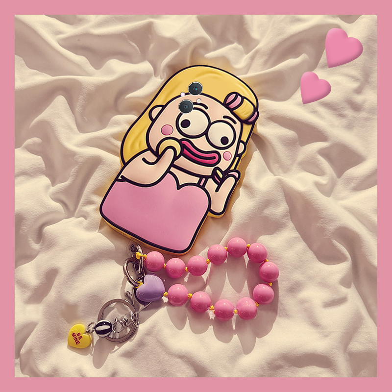 香肠嘴卷发女孩适用oppoa97手机壳a96立体a95挂链a93s丑萌a92搞怪a56卡通a55硅胶a58x软壳a57/a53/a11x/a9/a7