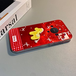 2026刺绣小马适用华为mate80promax手机壳mete80gts带70air挂件60rs挂绳50e新年40pro 红色30epro十棋盘格女p