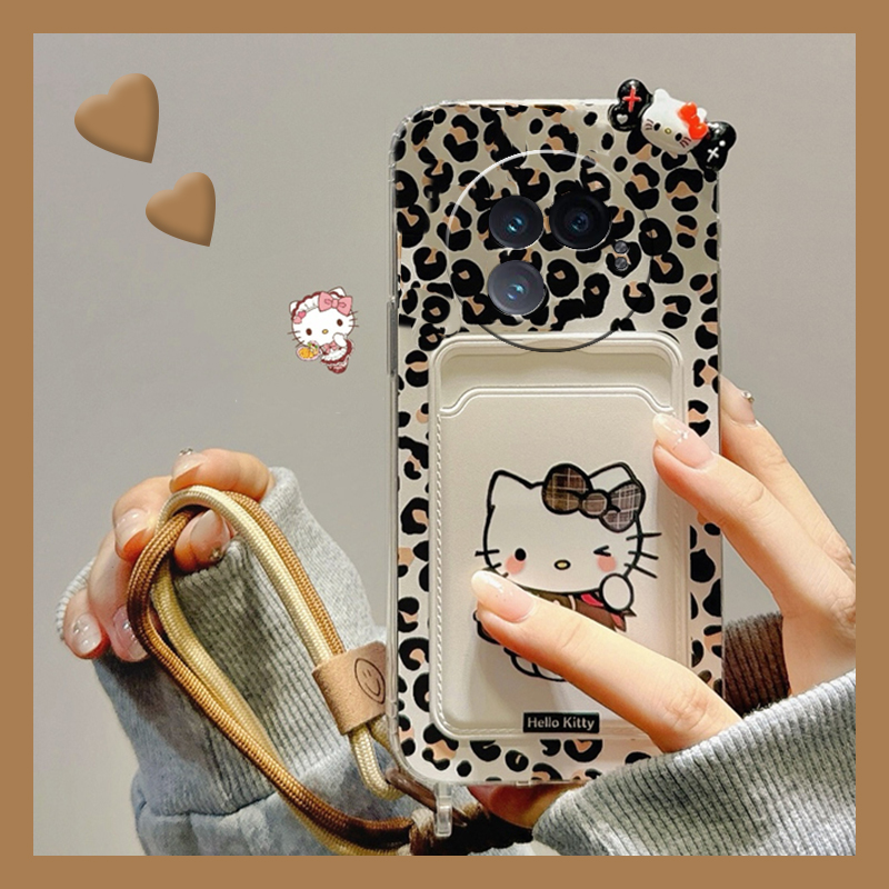 动漫立体豹纹KT猫适用vivoxfold3pro手机壳xflip带xfold2腕带xfold卡套xfold+插卡xfold3女vivo折叠屏xflod十