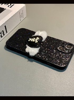 ins风天使爱心适用华为nova14ultra手机壳nove13pro秋冬12绒布11se闪片10亮片9por毛绒8立体7i黑色6简约5冬天