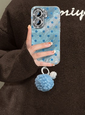 ins风满屏波点适用vivoiqooneo11手机壳iqoo15pro韩系13por简约12带11s铃铛9挂件8se蓝色7冰川纹6硅胶5十vivo