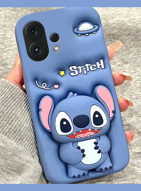 适用vivos30pro手机壳s20卡通s19立体s18e史迪仔s17支架s16带挂件s15挂绳s12可爱s10呆萌s9蓝色s7硅胶vivo女p