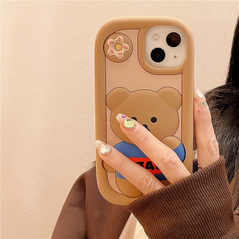 手机壳硅胶卡通呆萌甜甜圈小熊