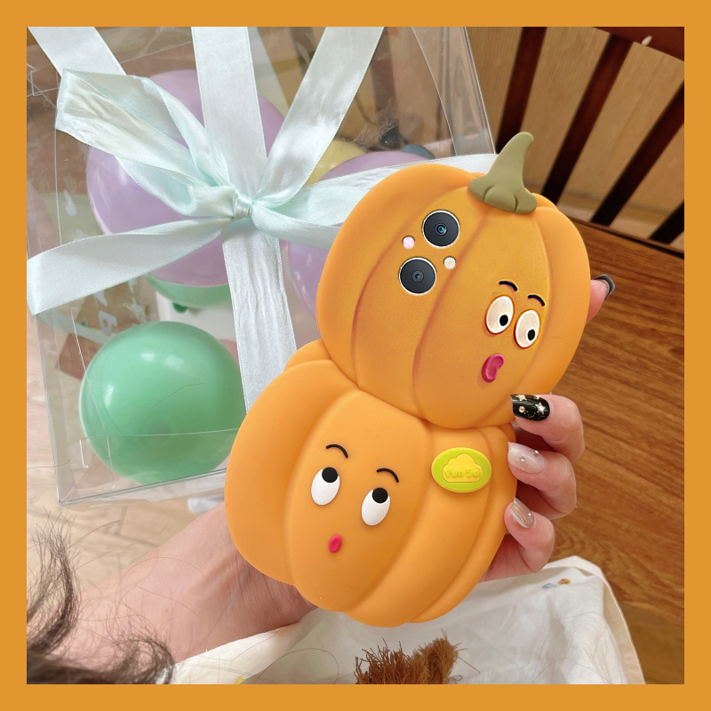 手机壳硅胶卡通呆萌蔬菜南瓜表情带手绳