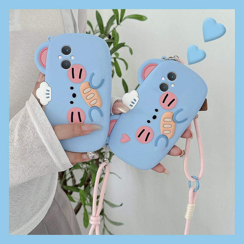 手机壳硅胶可爱卡通饼干老鼠带斜跨挂绳