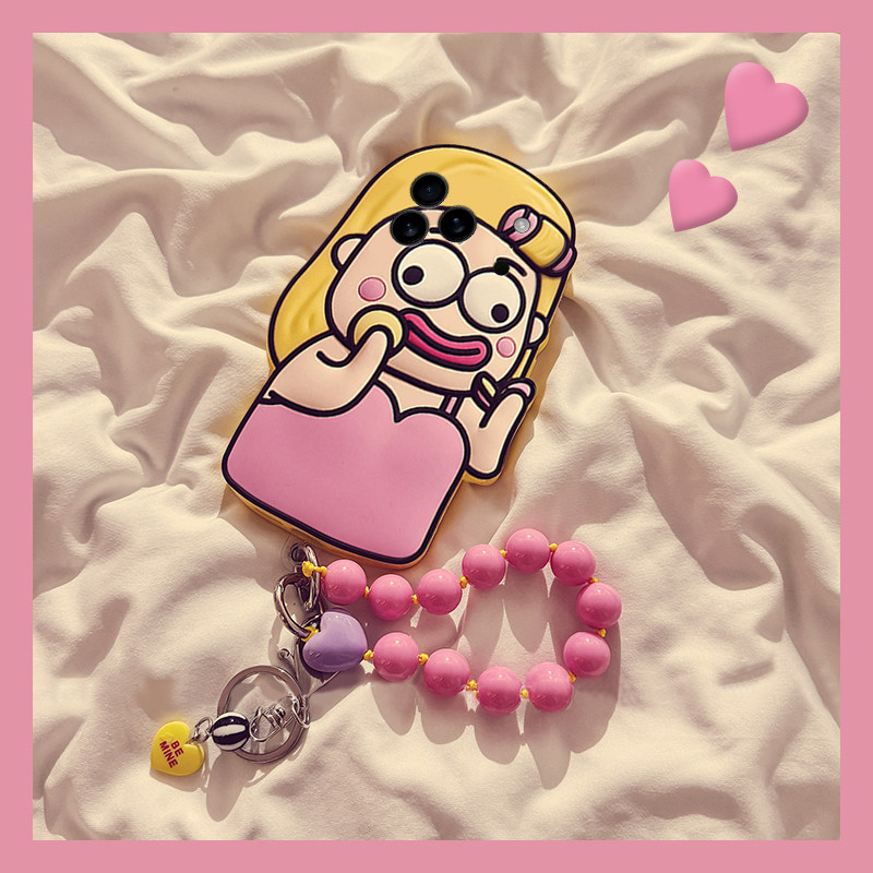 香肠嘴卷发女孩适用苹果17air手机壳iphone16e立体15promax挂链14plus丑萌13搞怪12卡通11/8/xrmax/7xs/6sp软