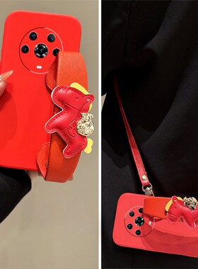 马上有钱适用华为荣耀magic8proair手机壳mgaicrsr保时捷设计play10c新年9c红色8t皮质7小马6手腕带5可斜挎4