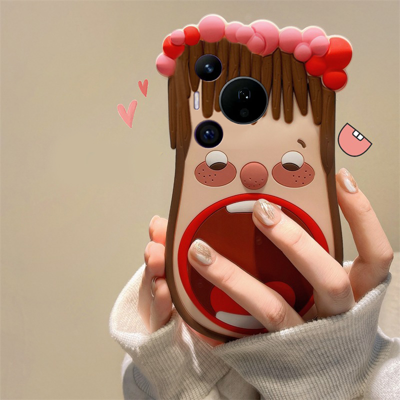 手机壳硅胶卡通呆萌大嘴巴女孩