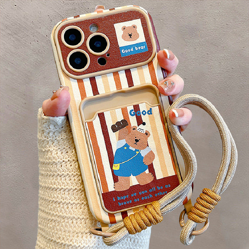 条纹小熊卡包适用华为mate70手机壳mete70pro+卡通meta60可爱60por带十huawei挂绳插卡卡套仿皮皮纹防摔硅胶p,3C数码配件,手机保护套/壳,淘宝优惠券,粉丝福利购,淘宝优惠卷