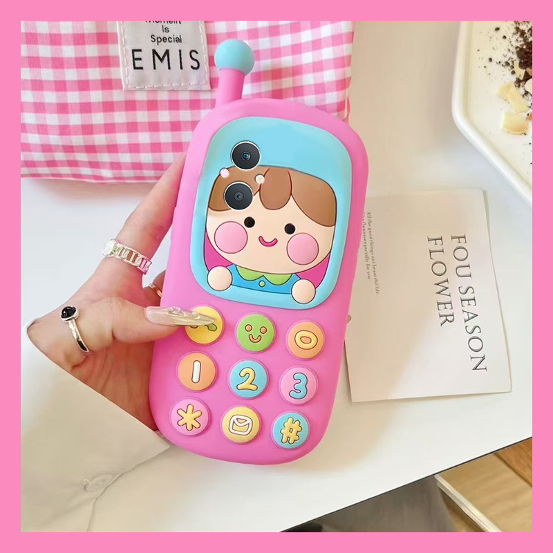 手机壳硅胶卡通呆萌女孩大哥大电话机