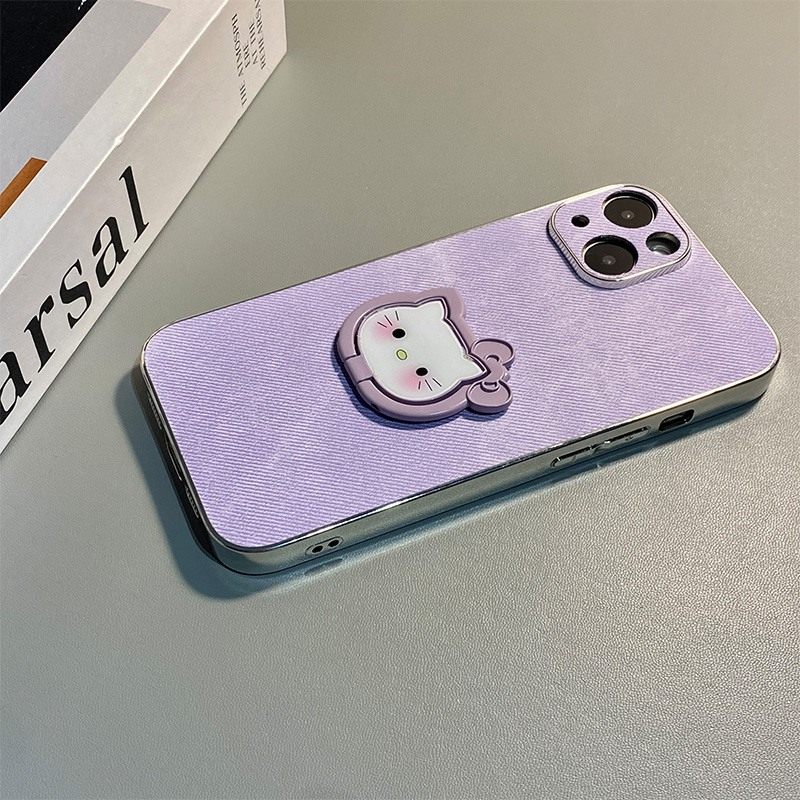 手机壳硅胶卡通KT猫支架带手绳