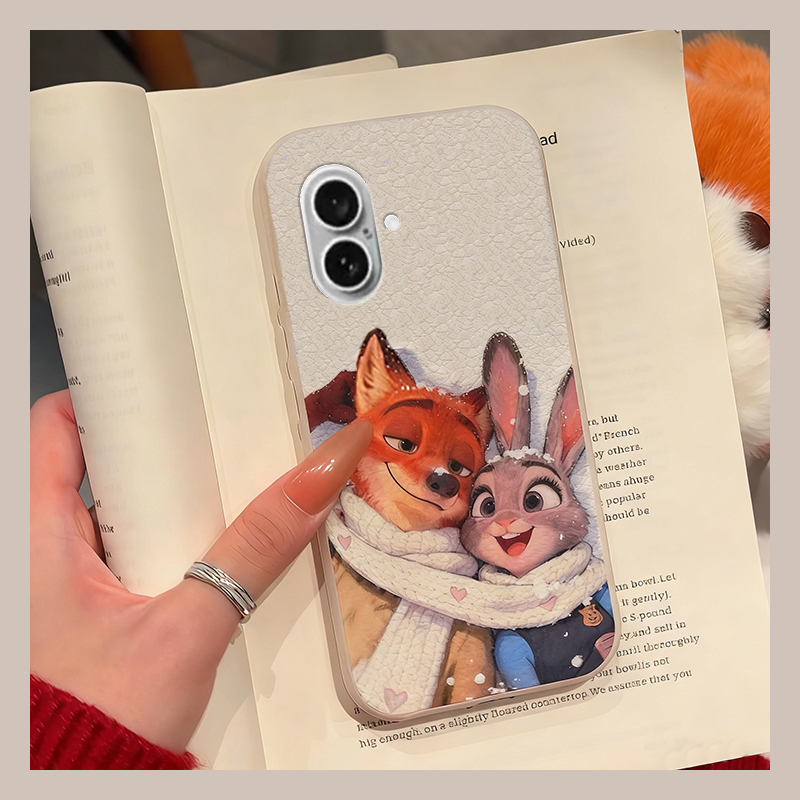 手机壳仿皮皮纹卡通情侣疯狂动物园朱迪尼克