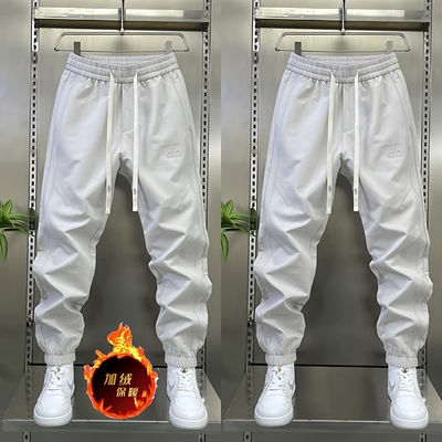 冬季新款男士轻奢高级感潮流加绒男款裤子卫裤百搭运动束脚休闲裤