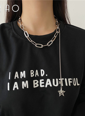 INS冷淡风粗链条小众女嘻哈星星